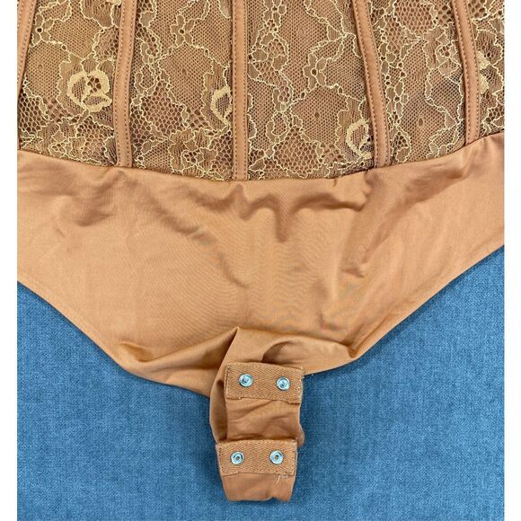 AFRM Lace Bodysuit Women 1X‎ Orange Romantic Corset Style Adjustable Straps - Picture 6 of 8